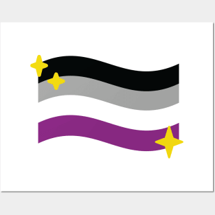 Asexual Pride Flag Sparkle Emoji Posters and Art